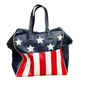 Vintage Americana Duffel Tote RED WHITE BLUE Bowling Bag
